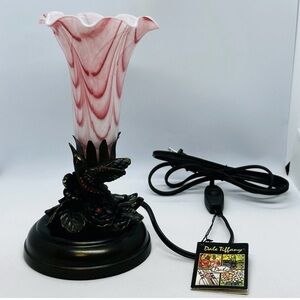 Dale Tiffany Brass Hummingbird Accent Lamp with Art Glass Shade Dale TA70315 Tag